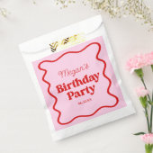 Sachets En Papier Bordure rouge rose vague fête d'anniversaire (Scellé)