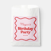Sachets En Papier Bordure rouge rose vague fête d'anniversaire (Devant)