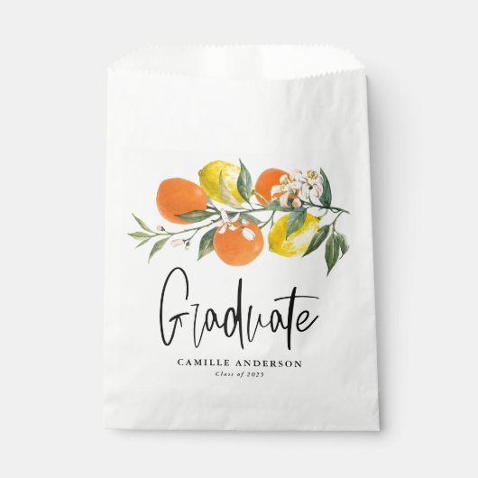 Sachets En Papier Botanical Orange and Lemon Graduation Thank You (Devant)