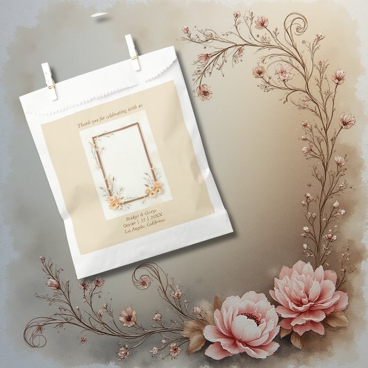 Sachets En Papier Botanique Chaleureuse Mariage beige