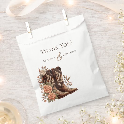 Sachets En Papier Botte de cowboy Ouest avec fleurs - Mariage (Coupé)