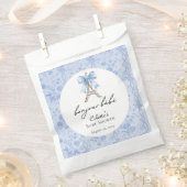 Sachets En Papier Boujour Bebe Paris Toile Baby shower bleu (Coupé)