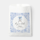 Sachets En Papier Boujour Bebe Paris Toile Baby shower bleu (Devant)