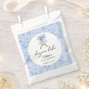 Sachets En Papier Boujour Bebe Paris Toile Baby shower bleu