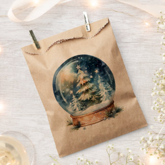 Sachets En Papier Boule à neige avec sapin de Noël