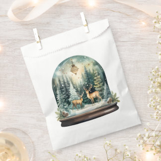Sachets En Papier Boule à neige forêt d'hiver de renne