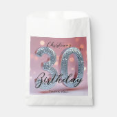 Sachets En Papier Boule disco Argent Glam Anniversaire 30 ans Rose (Devant)