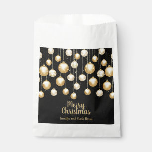 Sachets En Papier Boules de Noël en Or Ornements sur Fond Noir