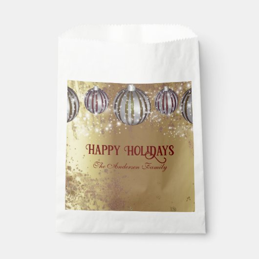 Sachets En Papier Boules de Noël Luxueuses Pailletées Or (Devant)