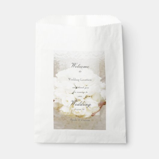 Sachets En Papier Bouquet de fleurs de Mariage nuptiale blanche (Devant)