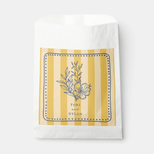 Sachets En Papier Bouquet floral Mariage en bande jaune (Devant)