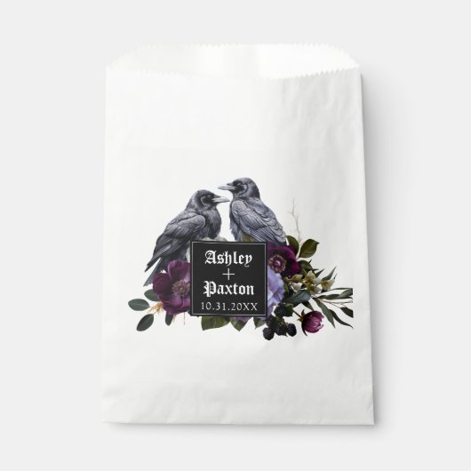 Sachets En Papier Bouquet floral violet gothique avec Ravens (Devant)