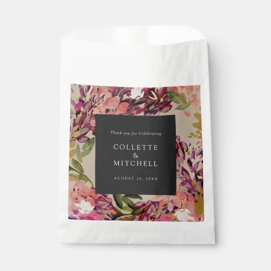 Sachets En Papier Bouquet romantique Mariage noir rose chaud (Devant)