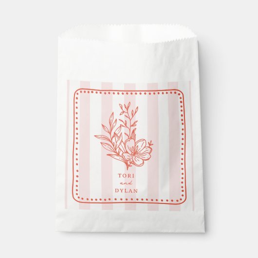 Sachets En Papier Bouquet rose floral Mariage en bande (Devant)