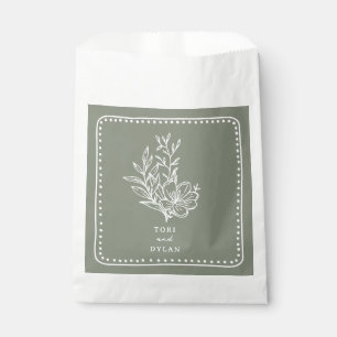 Sachets En Papier Bouquet rose floral Sage Mariage vert
