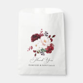 Sachets En Papier Bourgogne et Mariage floral rose pâle (Devant)