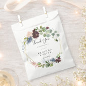 Sachets En Papier Bourgogne Floral et Merci vert Mariage (Coupé)