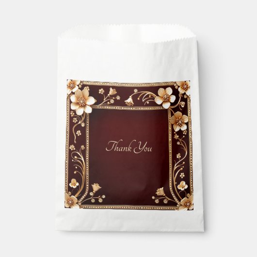 Sachets En Papier Bourgogne Golden Flowers Favoriser le sac (Devant)