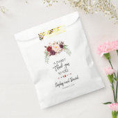 Sachets En Papier Bourgogne Rouge Marsala Floral MERCI écriture manu (Scellé)