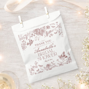 Sachets En Papier Bourgogne Toile de Jouy Florale Dessert de Mariage