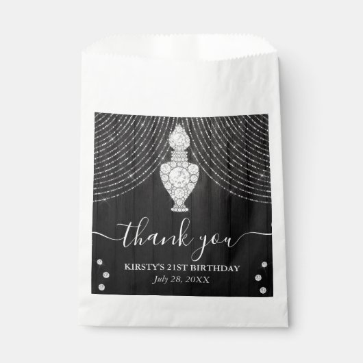 Sachets En Papier Bouteille de Parfum Diamant Argent Anniversaire (Devant)