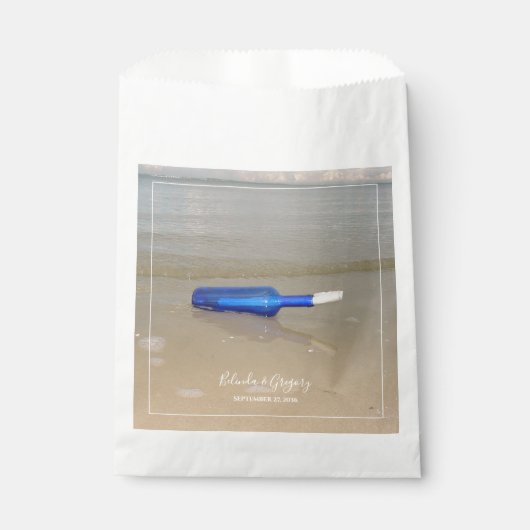 Sachets En Papier Bouteille Sur Mariage De Sable De Plage (Devant)