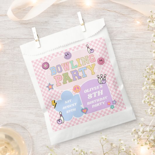 Sachets En Papier Bowling Party Preppy Varsity Patch Anniversaire fê (Coupé)