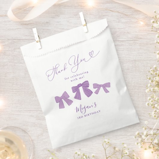 Sachets En Papier Bows mignons violets fête d'anniversaire (Coupé)