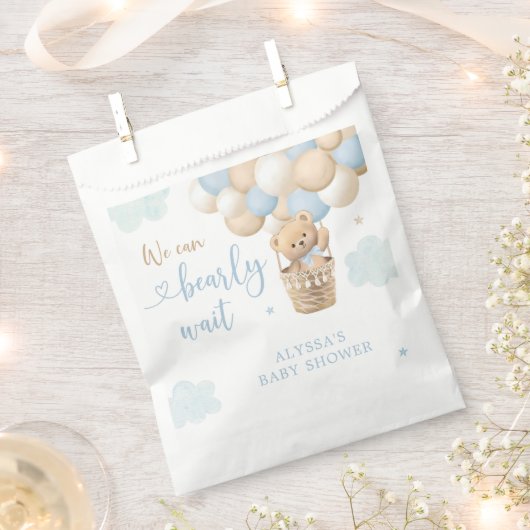 Sachets En Papier Boy Blue Teddy Bear Hot Air Baby shower (Coupé)