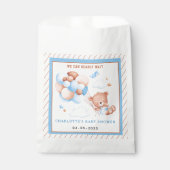 Sachets En Papier Boy Teddy Bear “We Can Bearly Wait” Baby Shower (Devant)