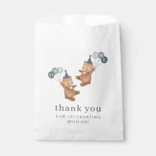 Sachets En Papier Boy Twins - Bears Casquettes de la fête - 1er anni