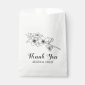 Sachets En Papier Branche d'art noir blanc avec fleurs (Devant)