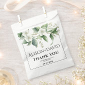 Sachets En Papier Branche, fleurs blanches et mariage feuille vert (Coupé)