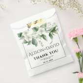 Sachets En Papier Branche, fleurs blanches et mariage feuille vert (Scellé)
