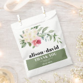 Sachets En Papier Branche, fleurs blanches vertes rose rose mariage (Coupé)