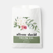 Sachets En Papier Branche, fleurs blanches vertes rose rose mariage (Devant)