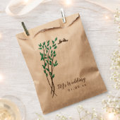 Sachets En Papier Branches rustiques et Inséparables de verdure Mari (Coupé)