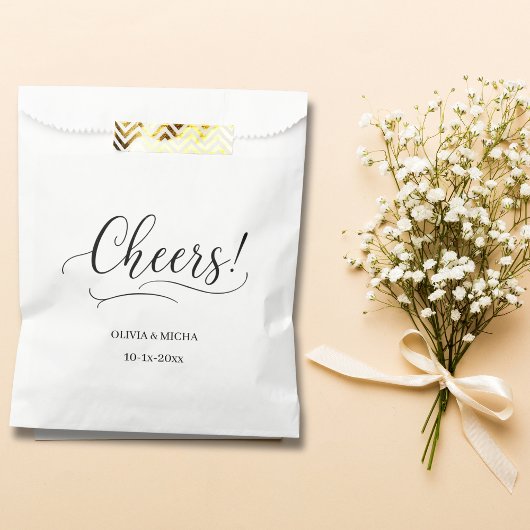 Sachets En Papier Bravo! simple élégant Script White Wedding Favor