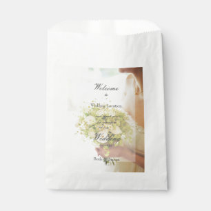 Sachets En Papier Bride avec bouquet de fleurs mariage modifiable