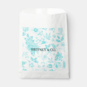 Sachets En Papier Bride & Co. Toile Florale Turquoise Personnalisée (Devant)
