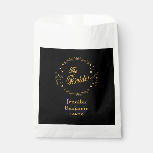 Sachets En Papier Bride Gold Black Mariage élégant classique (Devant)