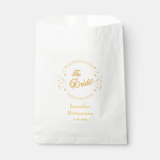 Sachets En Papier Bride Gold Mariage Élégant Classic Personnaliser (Devant)