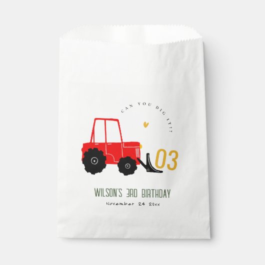 Sachets En Papier Bright Red Yellow Digger Enfants N'importe quel âg (Devant)