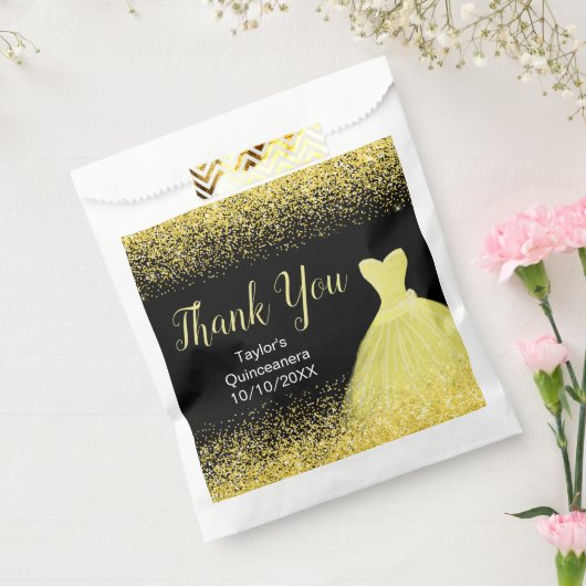 Sachets En Papier Bright Yellow Dress Faux Glitter Quinceanera (Scellé)