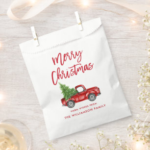Sachets En Papier Brochure rouge Script Camion Vintage Noël