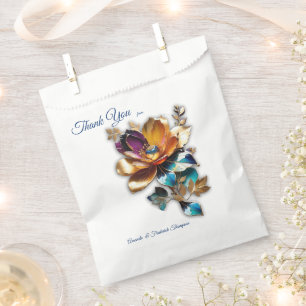 Sachets En Papier bronze Abstrait, style baroque bleu or