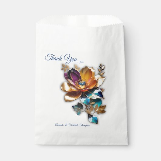 Sachets En Papier bronze Abstrait, style baroque bleu or (Devant)