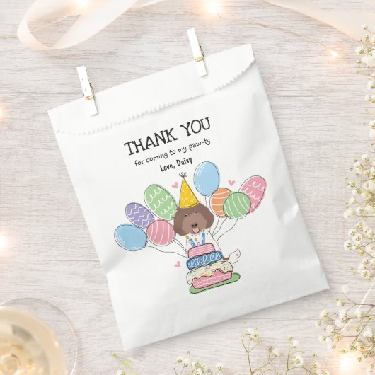 Sachets En Papier Brown Blanc Labradoodle Fête Anniversaire Favorise (Coupé)