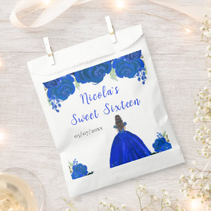 Sachets En Papier Brown Cheveux Princesse Blue Floral Sweet sixteen