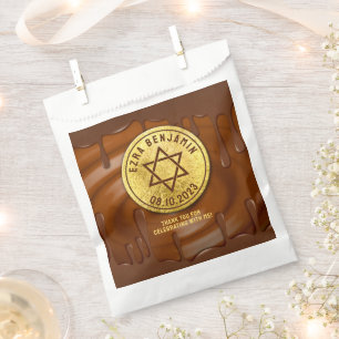 Sachets En Papier Brown Gold Chocolat Bar Mitzvah ou Bat mitzvah